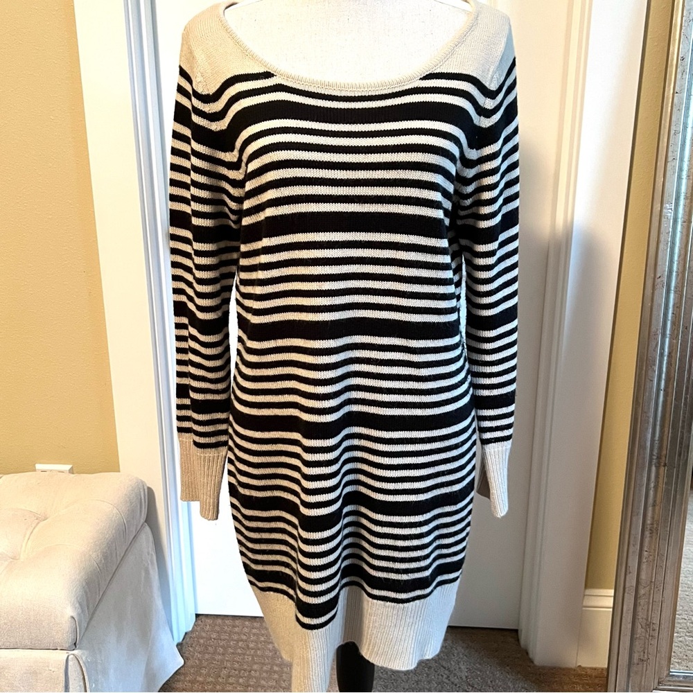 Xhilaration from Target Sweater Dress in Ecru and Black Stripes